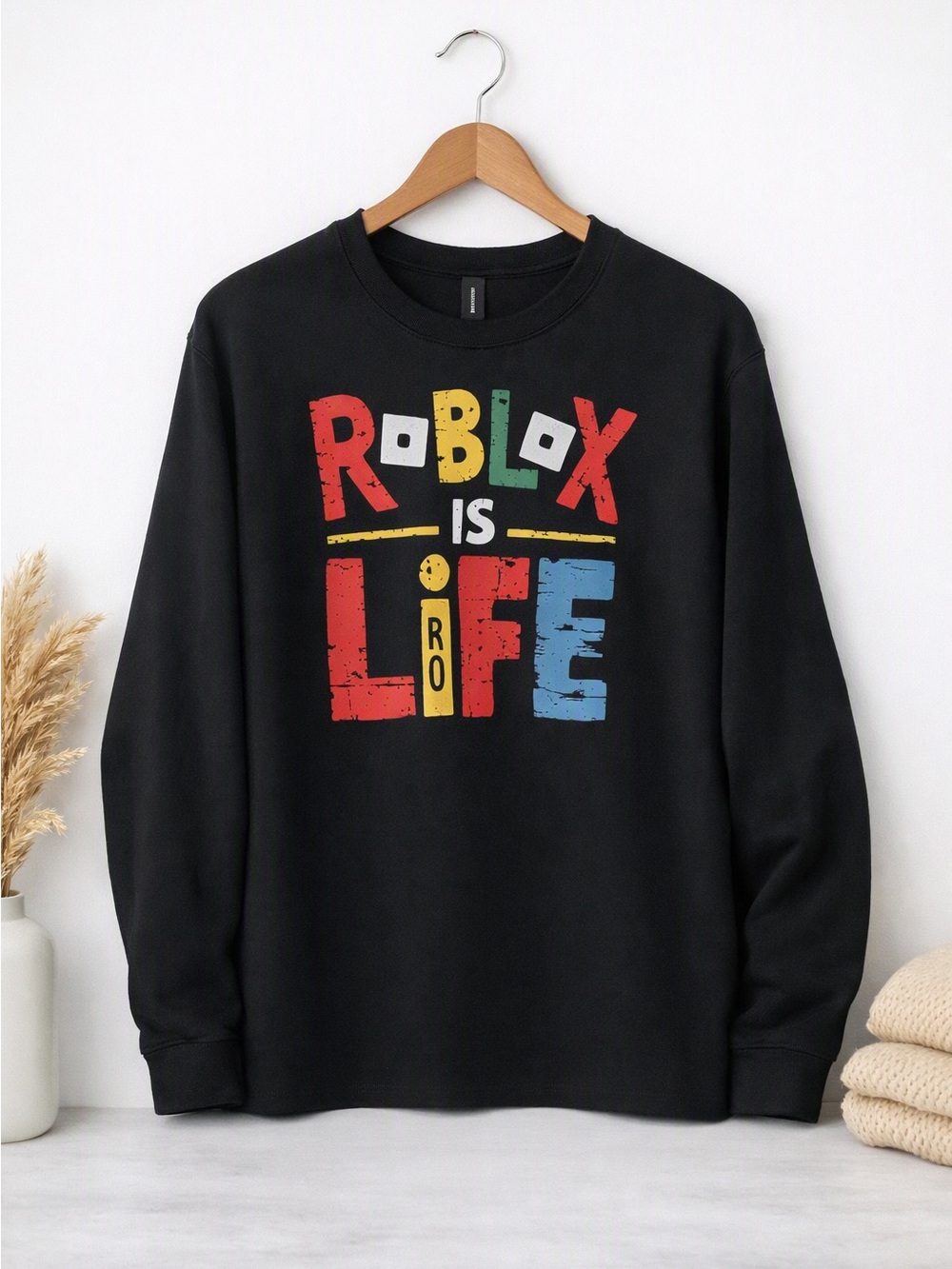 Roblox Is Life Black Graphic Long Sleeve Tee